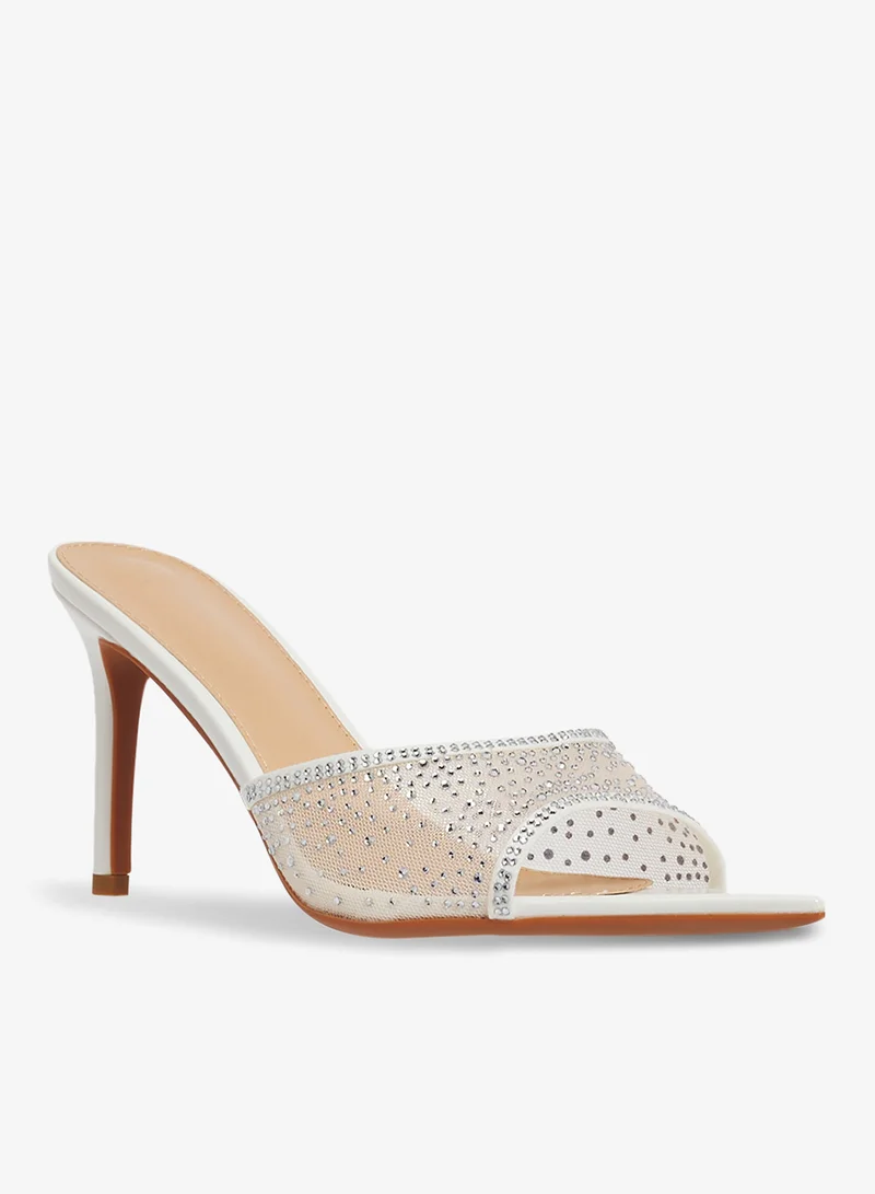 Khizana Mesh Rhinestone Detail Embellished High Heel Sandals
