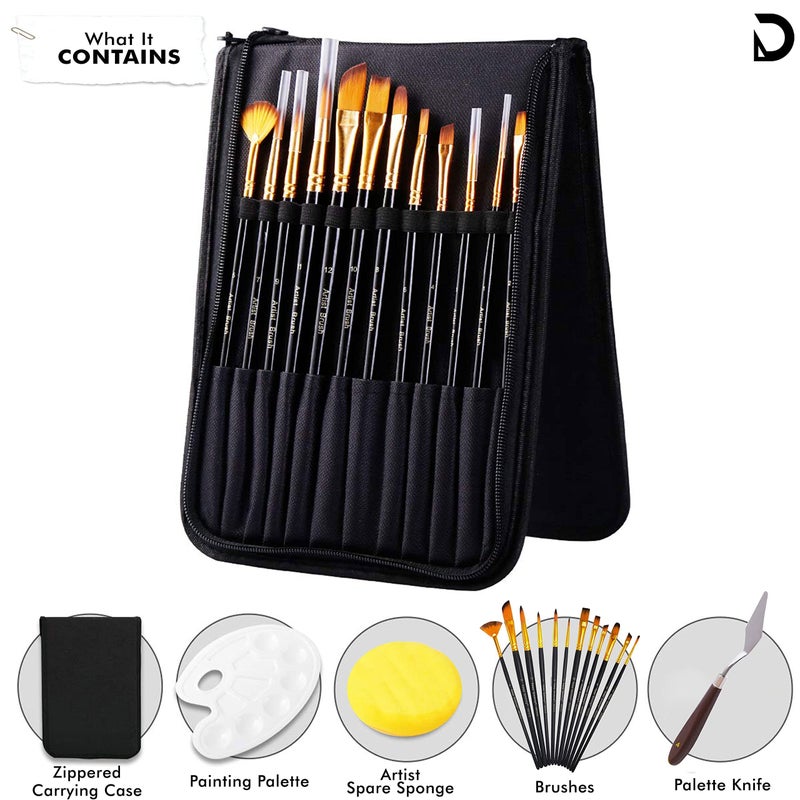 DaKos Painting Tools, Yellow Sponge, Yellow Sponge Dabber, Water Brush, Painting Kit, Painting Brush Kit, Paint Brush Set, 21 pcs. of Painting Tools for Art & Craft (Combo of - Sponges and Painting Kit) - Image 4