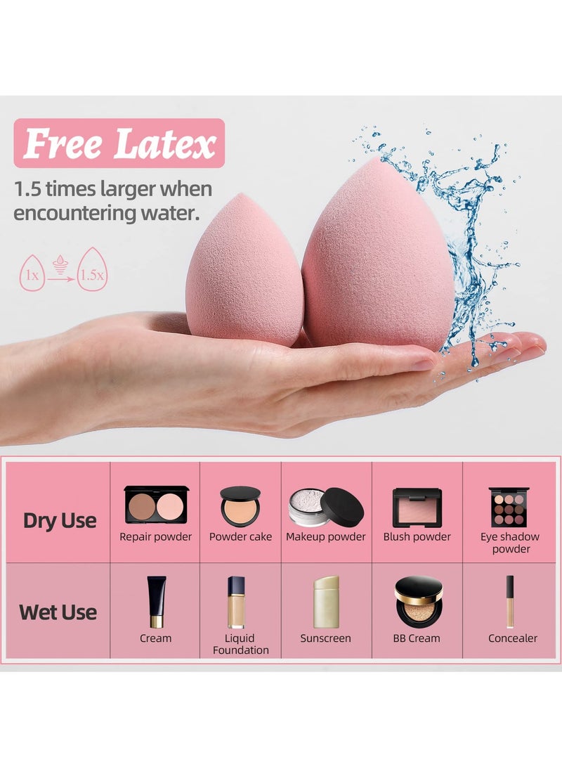 BS Mall 7 PCS Makeup Sponge Set Blender Sponges for Liquid, Cream, And Powder, Latex Free, Multi Colored Beauty Sponges with 1 Mini Sponge, Vegan & Cruelty-Free,Ideal Gifts for Women on Valentine's Day (Pink) - Image 3