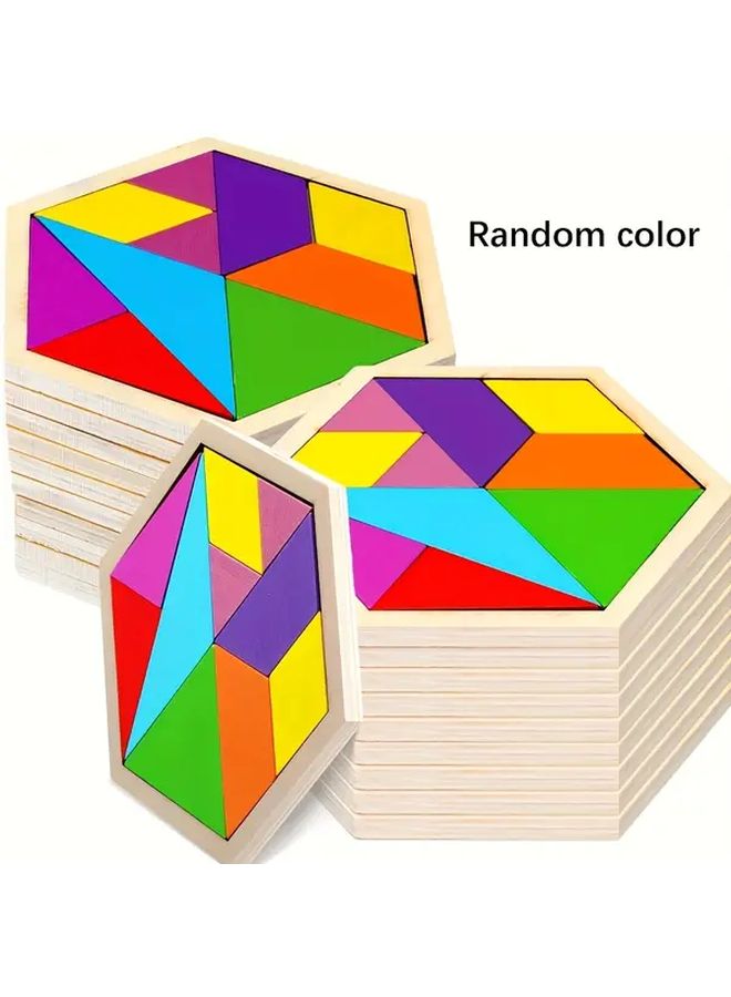قطعة واحدة من لعبة تركيب خشبية سداسية لعبة كتلة منطقية للعقل للأطفال من عمر 3 إلى 12 سنة - Image 1