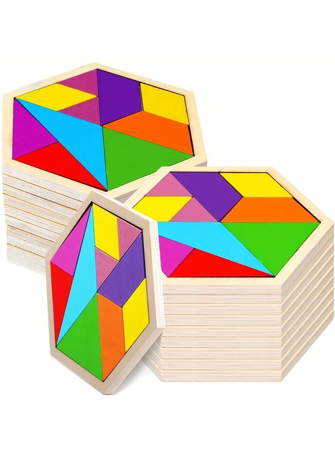 قطعة واحدة من لعبة تركيب خشبية سداسية لعبة كتلة منطقية للعقل للأطفال من عمر 3 إلى 12 سنة - Image 2