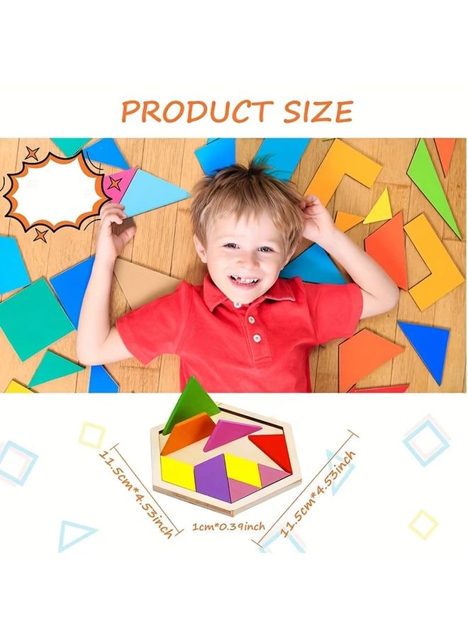 قطعة واحدة من لعبة تركيب خشبية سداسية لعبة كتلة منطقية للعقل للأطفال من عمر 3 إلى 12 سنة - Image 3