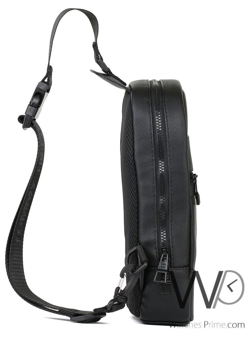 Tommy Hilfiger Plus Black Leather Tommy Hilfiger Crossbody Sling Bag For Men  - Image 5