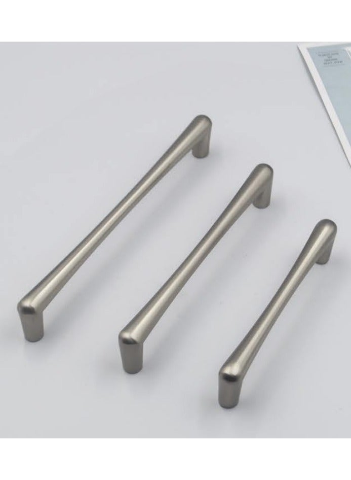 اي ديد ستة مقابض خزانة فضية اللون عالية الجودة، مقابض باب المطبخ المصنوعة من الفولاذ المقاوم للصدأ مقاس 202 مم، مركز الفتحة 192 مم، مقابض خزانة الأدراج مع مسامير - Image 1