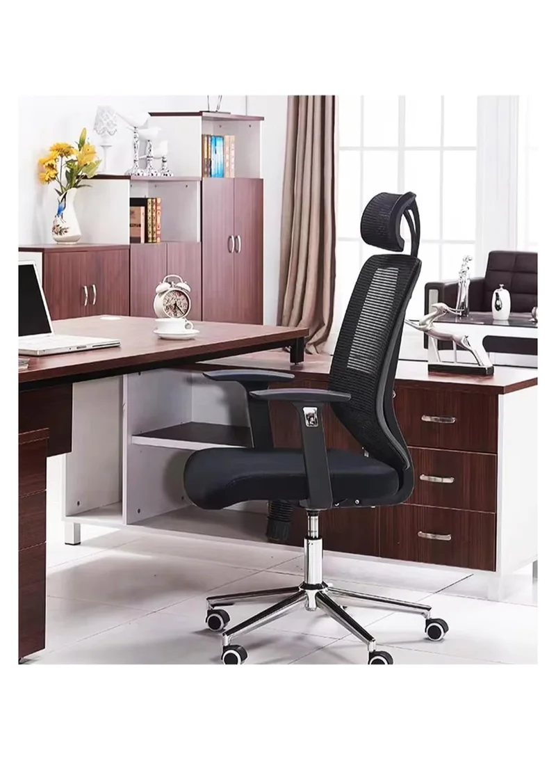 Cuisine Art Cuisine Art Office Chair, Comfort Ergonomic Height Adjustable Desk Chair with Lumbar Support Backrest & Headrest and Armrest 80X70X125Cm Black