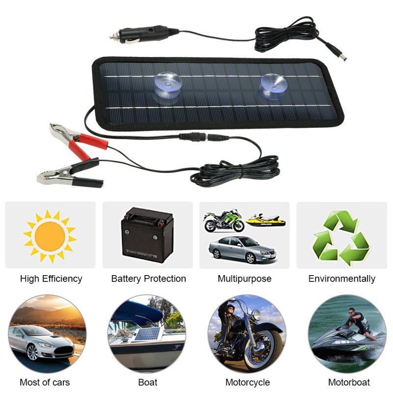 Solar Panel: 12V Portable Lightweight Environmental Safe Easy-to-use Charger - For Car Battery Notebook Computer Outdoor Travel Camping - Image 5