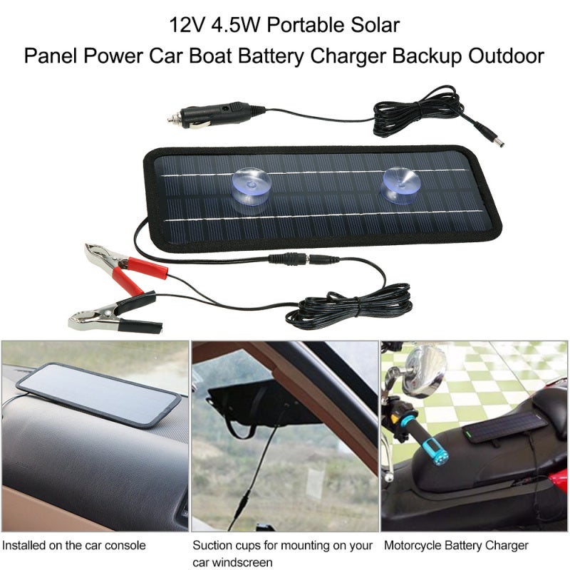 Solar Panel: 12V Portable Lightweight Environmental Safe Easy-to-use Charger - For Car Battery Notebook Computer Outdoor Travel Camping - Image 2