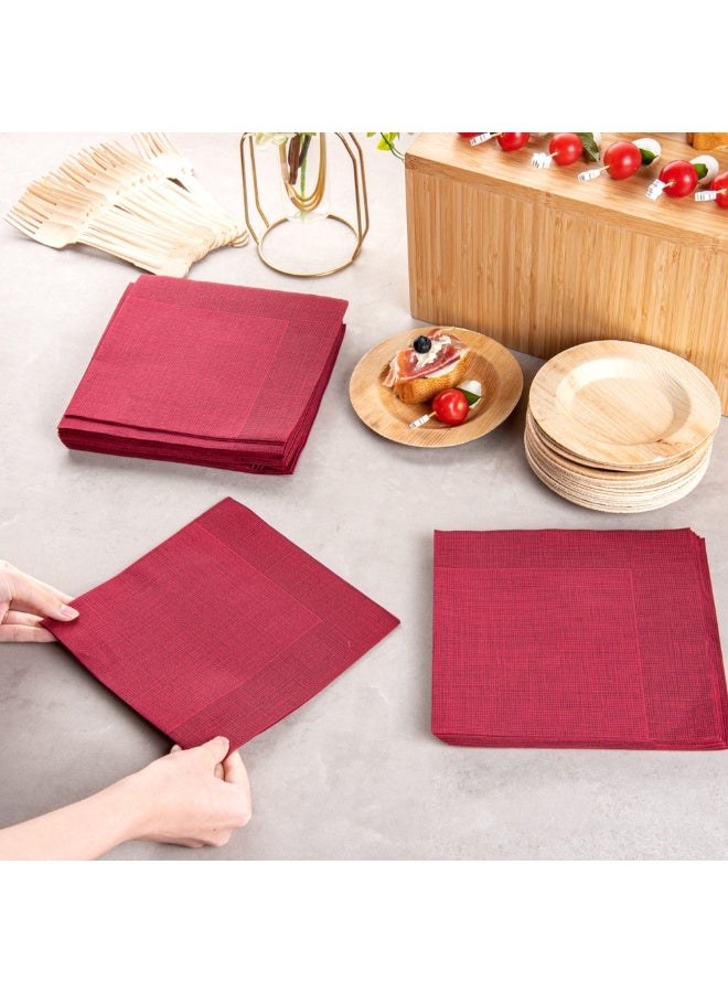 Restaurantware Luxenap Air Laid Dinner Napkins - Soft and Durable 16" x 16" Bordeaux with Black Threads Paper Napkins - Disposable and Recyclable - 25-CT - Image 5