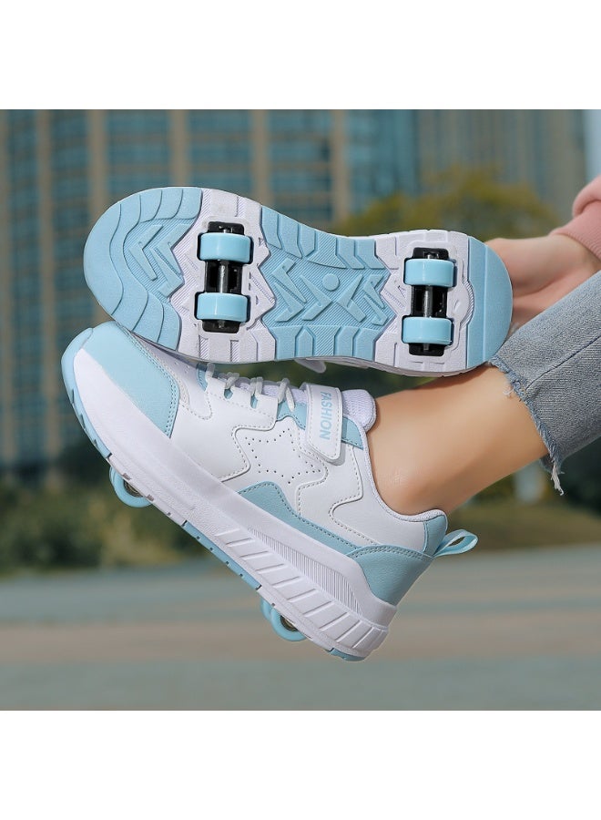 Loquat Kids Roller Skates Shoes 4 Wheels Roller Shoes Boys Girls Wheel Shoes Roller Sneakers Shoes for Beginner More Balanced - Image 1