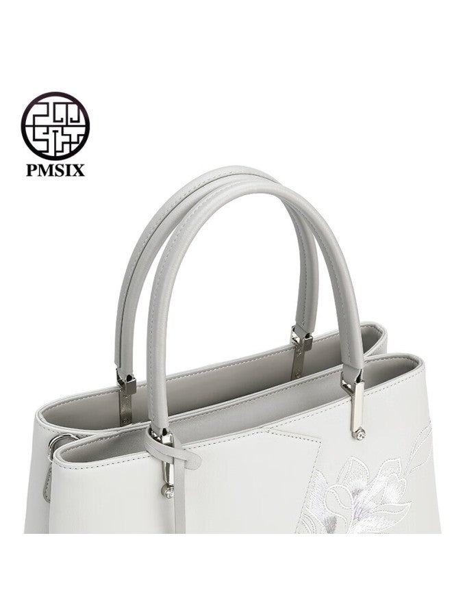 Pmsix Mother's Day Gift For Mom, Women's Handbag, Middle-aged Elegant Cowhide, Large Capacity, Practical, Crossbody, Handheld, Chinese-style Embroidered Bag - Image 2