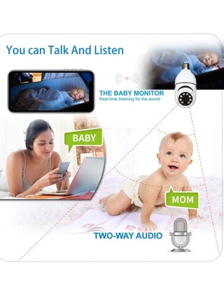 Home Tovnet Light Bulb Security Camera Wireless 2.4Ghz Wifi Pan/Tilt 360 Degree PTZ Camera 1080P HD Panoramic Cam, with 2-Way Audio u0026 Motion Detection u0026 Night Vision u0026 Siren Alarm - pzsku/Z94E00F04E23981D90E76Z/45/1746490566/48cc3ebb-1882-4cef-8a7b-a1ec46ca8f11