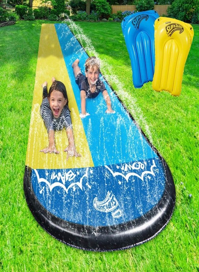 Wham-O Slip N Slide 18ft Double Wave Rider with Body Boards, Lawn Water Slides for Kids and Adults, Great for Backyard Water Parties Summer Outdoor Activities - Image 1