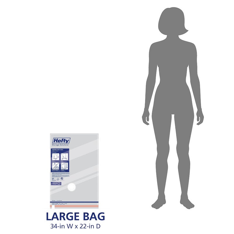 Hefty Vacuum Bags for Clothes 4 Pack, Space Saving Large Vacuum Storage Bags (34 X 22 Inches) Compression Seal for Bedding, Travel Pump Included (4 Large Heavy Duty) - Image 5