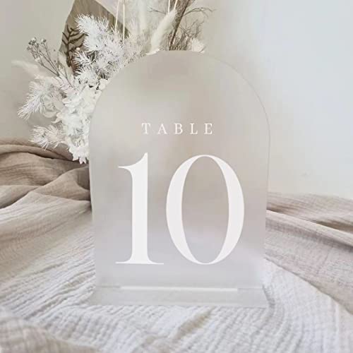 JINMURY Frosted Arch Table Numbers for Wedding, 15 Pack 5"x7" Frosted Arch Acrylic Signs with Holder Acrylic Table Numbers 1-15, Perfect for Wedding Centerpiece Decoration - Image 5