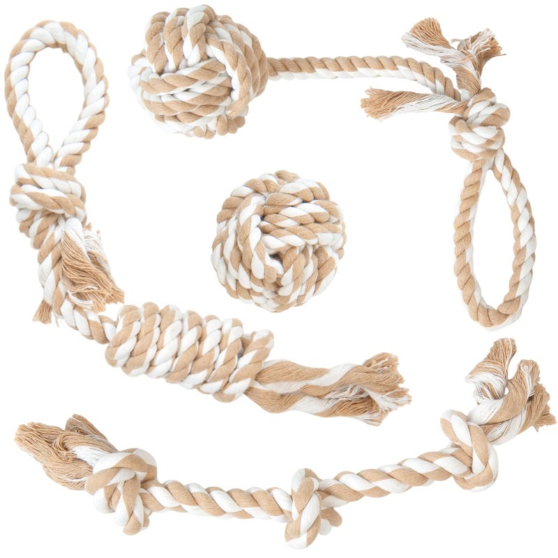 Fida Dog Rope Toys 4 Pack, Puppy Teething Sturdy Cotton Chew Tug Ropes Indoor/Outdoor, Exercise Interactive Tug O'War Toys Set for Boredom Small-Meidum Dogs - Image 1