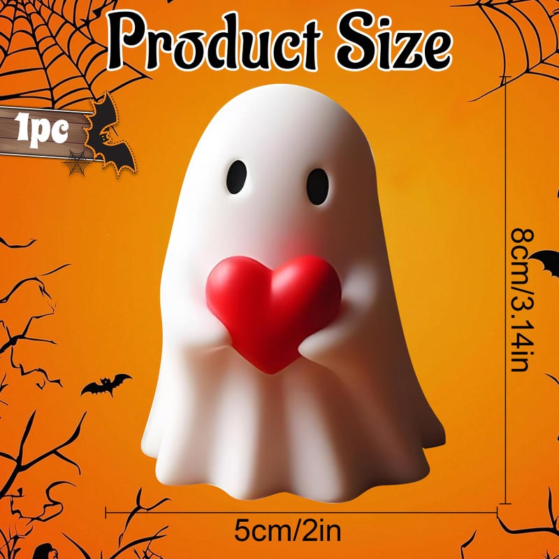 AuraGlaze Valentine Ghost Figurine - Valentines Day Gifts for Him Her Women,Spooky Resin Ghost Statue,Cute Red Heart Ghost Valentines Decoration for Home Decor Spooky - Image 2