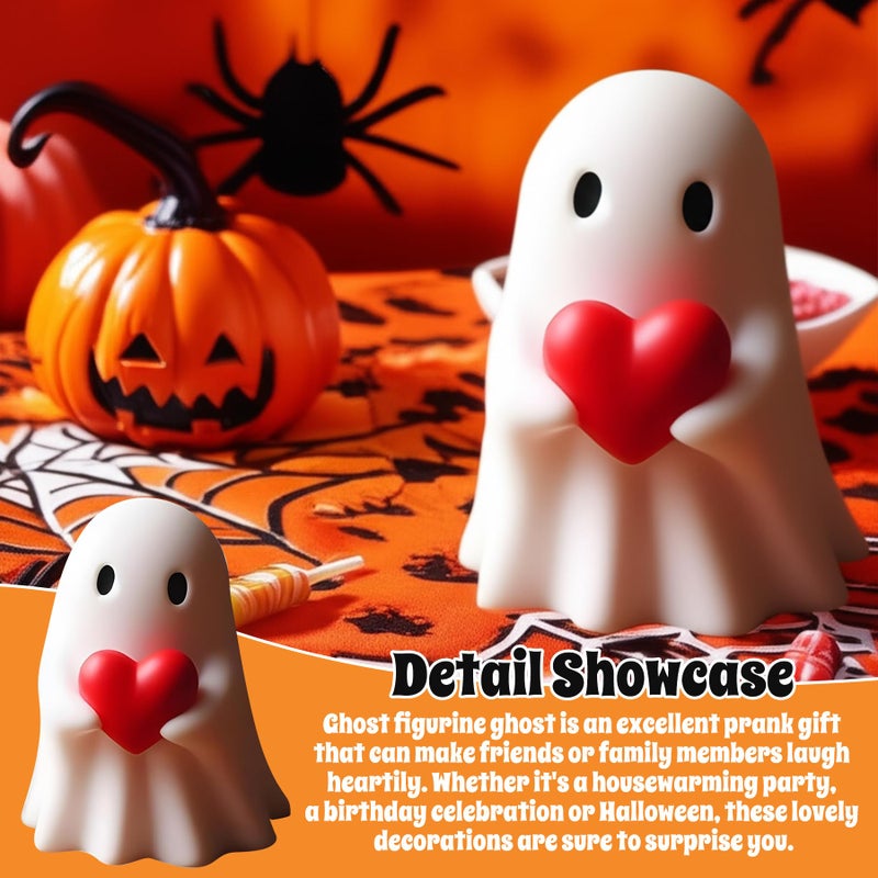 AuraGlaze Valentine Ghost Figurine - Valentines Day Gifts for Him Her Women,Spooky Resin Ghost Statue,Cute Red Heart Ghost Valentines Decoration for Home Decor Spooky - Image 4