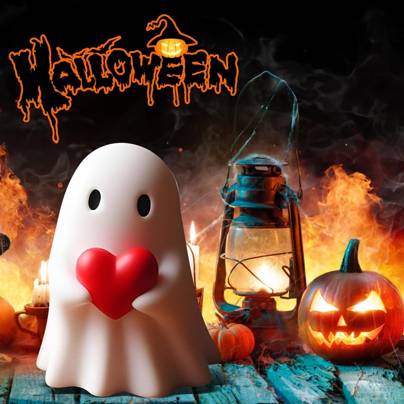 AuraGlaze Valentine Ghost Figurine - Valentines Day Gifts for Him Her Women,Spooky Resin Ghost Statue,Cute Red Heart Ghost Valentines Decoration for Home Decor Spooky - Image 5
