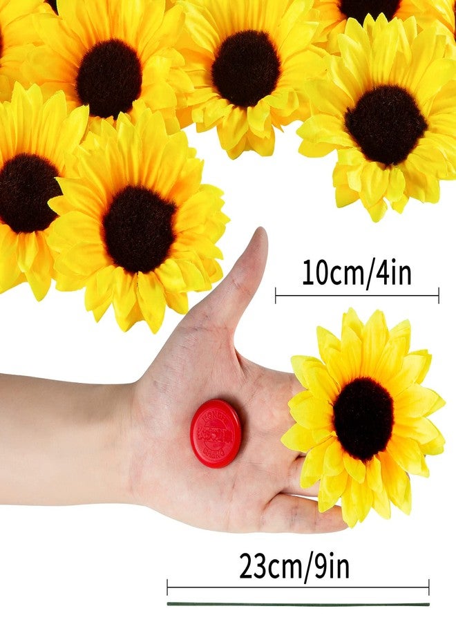 Coferset 40pcs Fake Sunflower Heads with Stems, 4" Sunflower Artificial Silk Flower Heads for Party Baby Shower Wedding Making Handicrafts Home Decor(Yellow) - Image 3