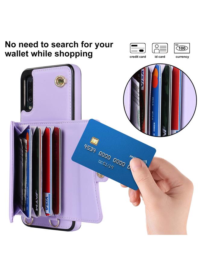 اس-توب جراب لهاتف Samsung Galaxy A70 مزود بفتحة بطاقة RFID من الجلد مع حبل طويل - Image 2