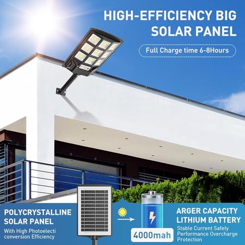 kh Solar Street Light Motion Sensor, 144 LED, 60 W, 6000 K Dusk to Dawn Solar Flood Lights Outdoor Waterproof with Remote Control, LED Solar Lights for Outside Garden Yard, Parking (Pack of 1) - Image 2