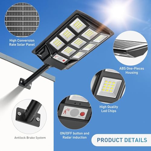 kh Solar Street Light Motion Sensor, 144 LED, 60 W, 6000 K Dusk to Dawn Solar Flood Lights Outdoor Waterproof with Remote Control, LED Solar Lights for Outside Garden Yard, Parking (Pack of 1) - Image 5