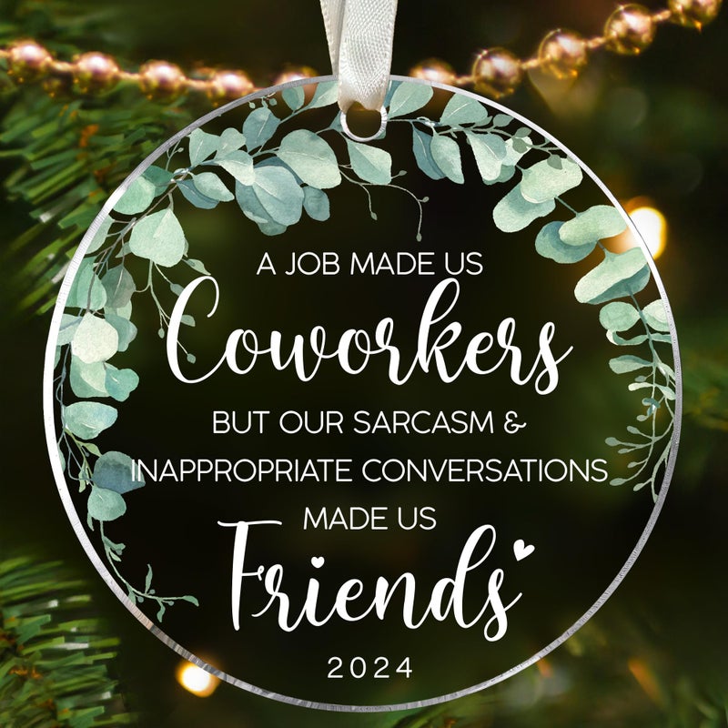 HUNIGIFT Coworker Appreciation Gifts - Coworker Gift - Thank You Gifts for Coworkers Women - Christmas Coworker Gifts  Gifts for Coworkers - Coworker Christmas Ornament - Acrylic Christmas Ornaments 2024 - Image 1