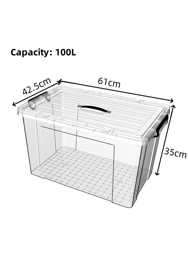 Transparent Storage Box, 100L Large-Capacity Storage Bin, Multi-Functional Containing Box, Sealed Transparent Visual Design, 1 Piece. - Image 3