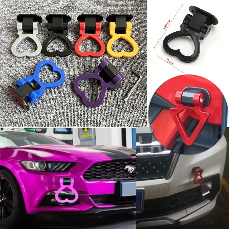 Blue Heart Shaped Universal Car Trailer Hook Adhesive Decorative Front Rear Hitch - Image 1