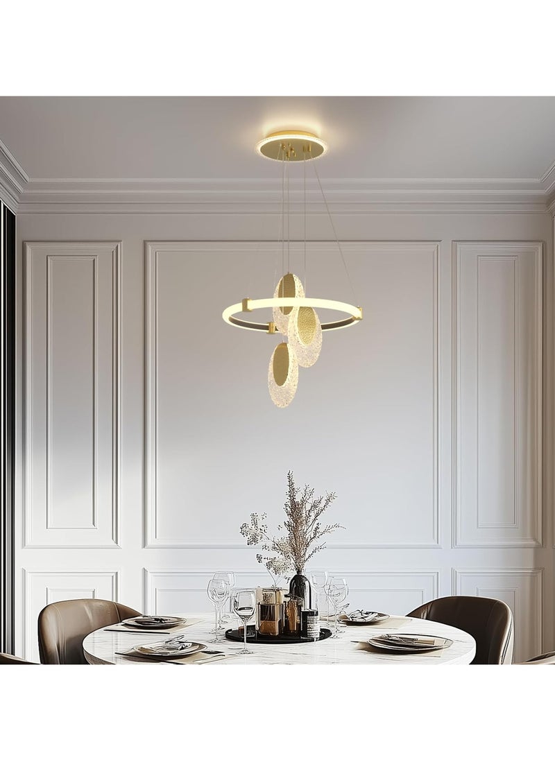 RATSAW Luxury Gold Chandelier with Acrylic Pendants Modern Ceiling Light Fixture for Dining Room and Bedroom Elegant Gold Finish Crystal-Style Lighting  - Image 1