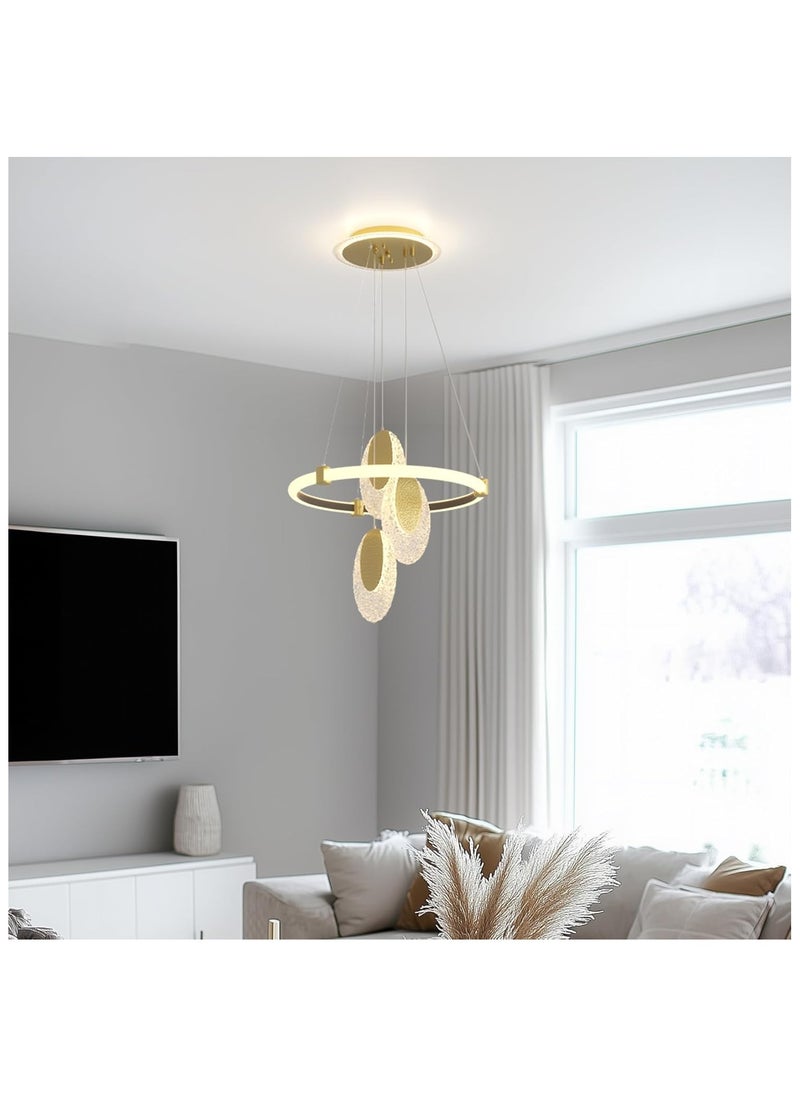 RATSAW Luxury Gold Chandelier with Acrylic Pendants Modern Ceiling Light Fixture for Dining Room and Bedroom Elegant Gold Finish Crystal-Style Lighting  - Image 2