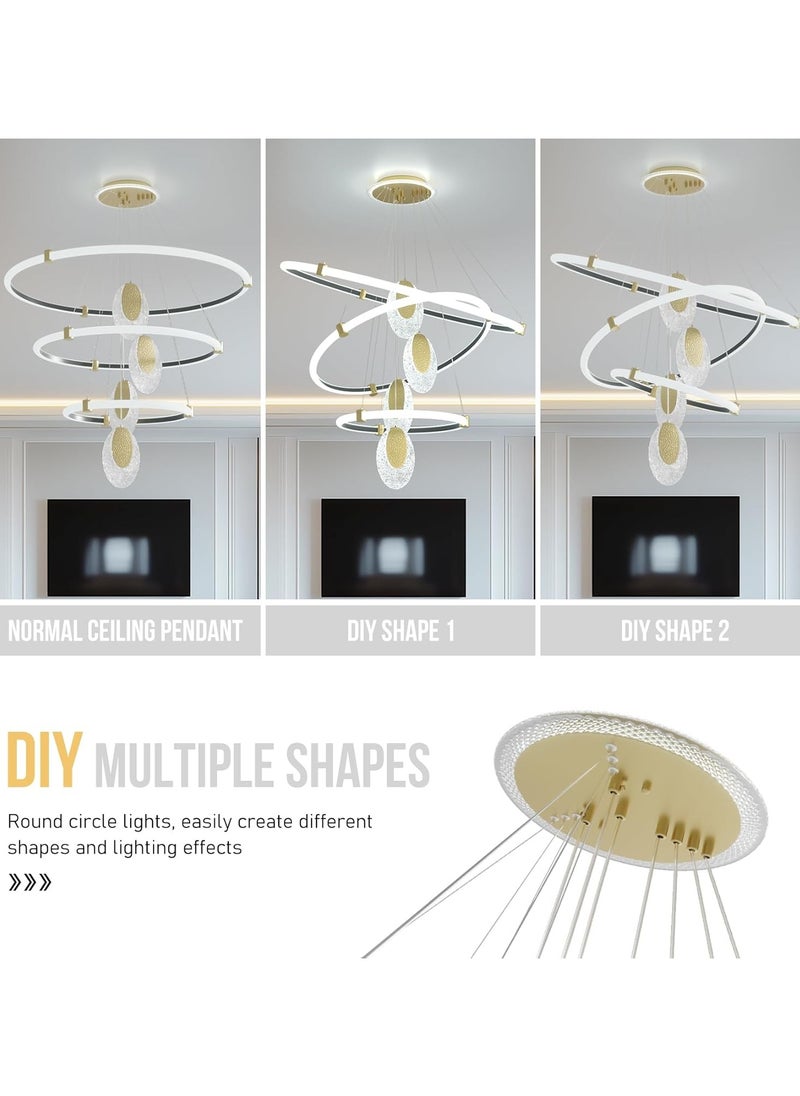 RATSAW Luxury Gold Chandelier with Acrylic Pendants Modern Ceiling Light Fixture for Dining Room and Bedroom Elegant Gold Finish Crystal-Style Lighting  - Image 3