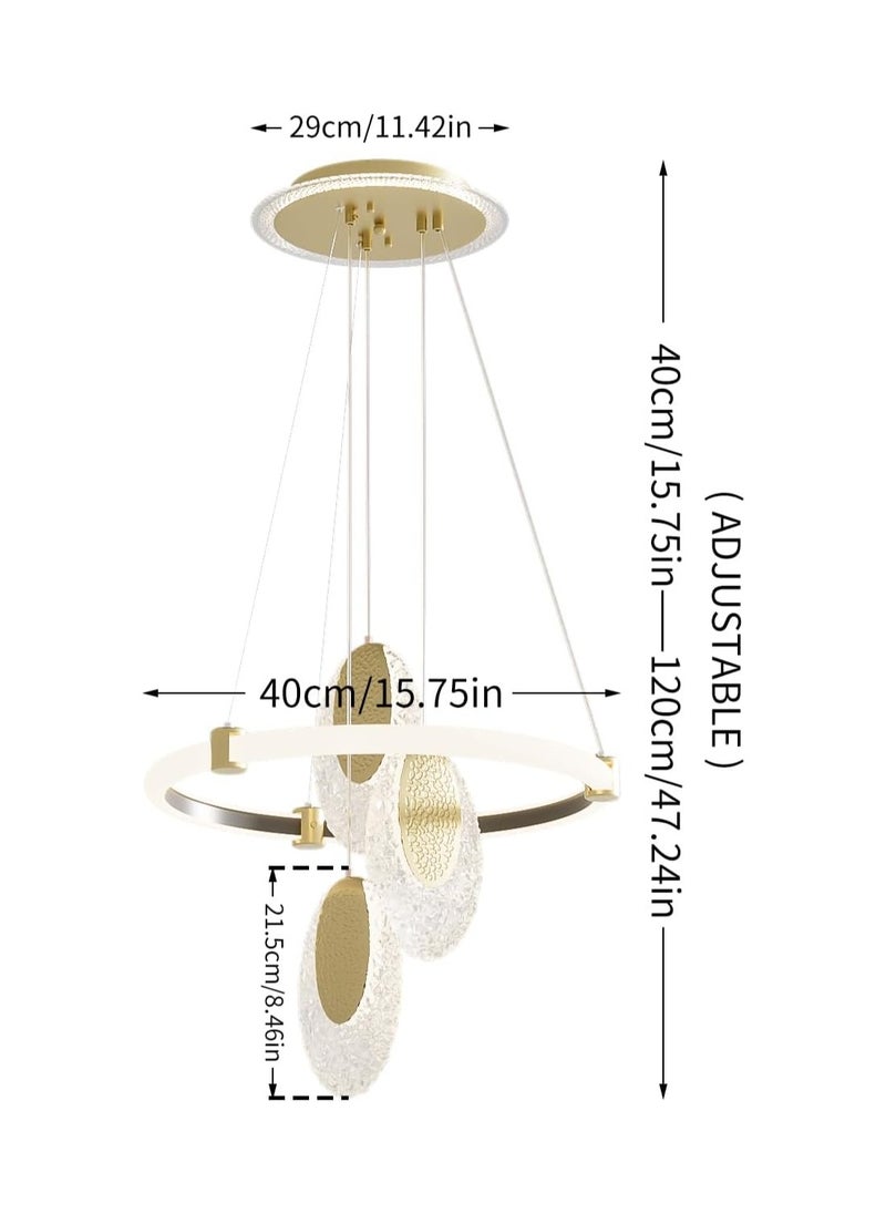 RATSAW Luxury Gold Chandelier with Acrylic Pendants Modern Ceiling Light Fixture for Dining Room and Bedroom Elegant Gold Finish Crystal-Style Lighting  - Image 5