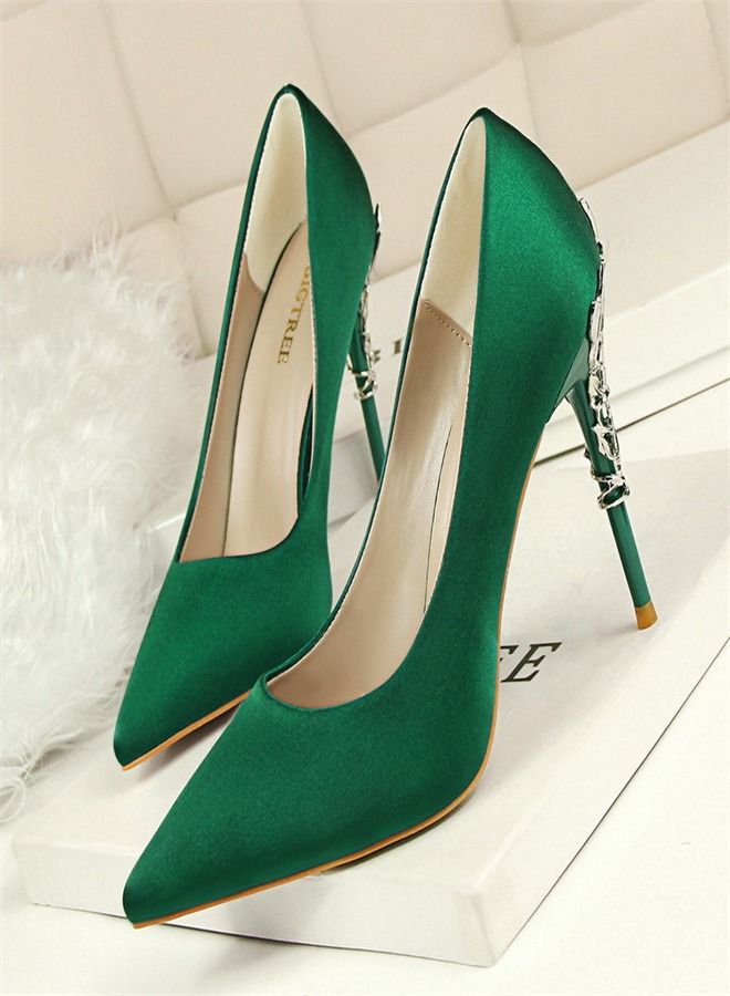 BIGTREE Fashion Pointed High Heels 10CM Green 