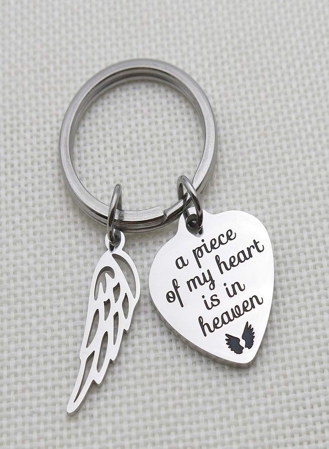IDLAN Memorial Jewelry A Piece of My Heart is in Heaven Keychain Angel Wing Stainless Steel Key Chain Memorial Gift - Image 4