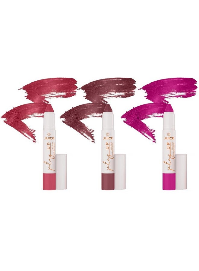 JUICE Play Up Lip Crayon-Play long games with transfer-proof rich color 3pc Combo Set(Stay-On Spice-MCR05, Coral Charm-MCR06, Endless Petal-MCR07) - Image 1