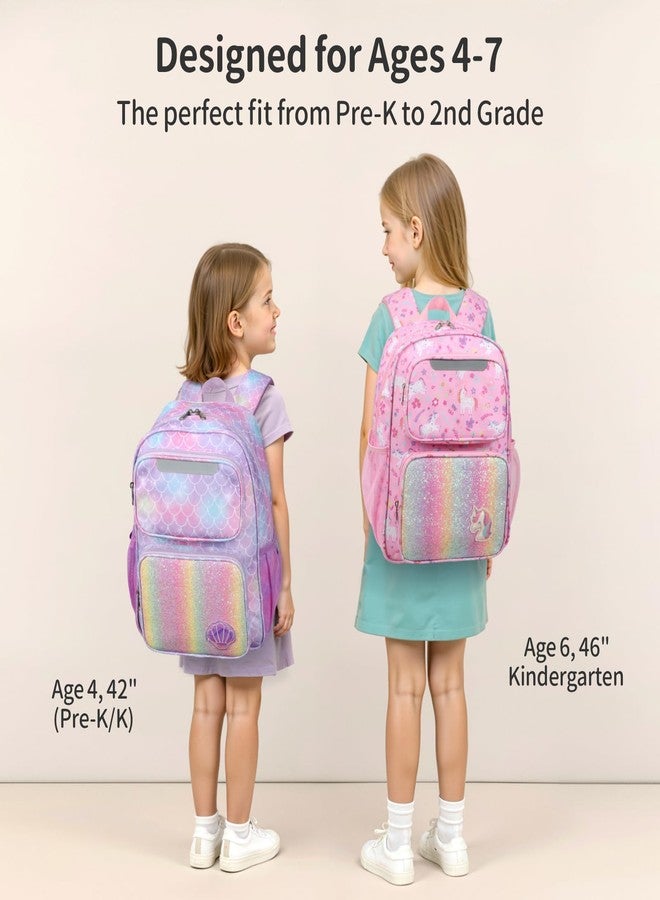 BrainyBees Kids Backpack for Girls Kindergarten - 15 Inch Lightweight School Bookbag Fits Folder, Unicorn Backpack for Kids 4-7 with Leakproof Insulated Pocket for Lunch and Snacks, Pink - Image 2