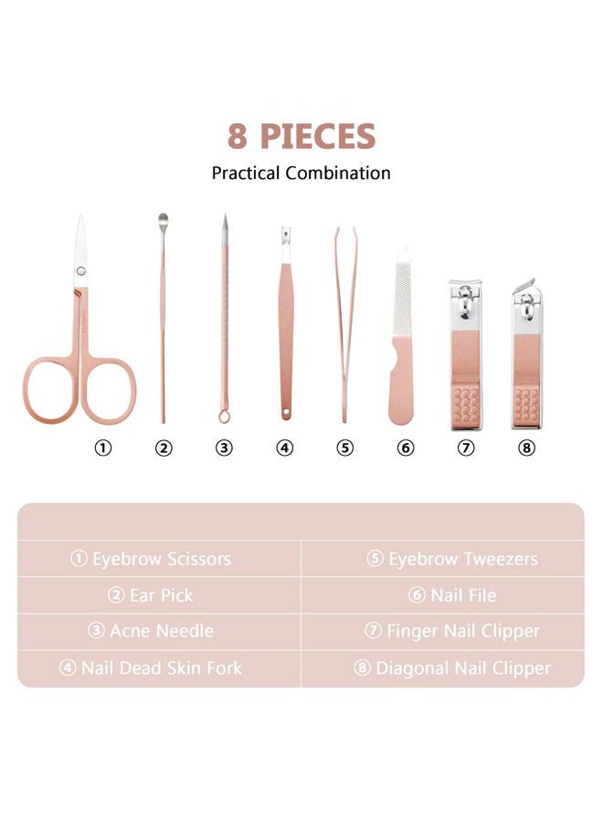 Hanaive 6 Set Manicure Set 48Pcs Nail Clippers Pedicure Kit 8 in 1 Stainless Steel Grooming Kit Professional Nail Care Tools with Luxurious Travel Case for Men Women(Rose Gold) - Image 4