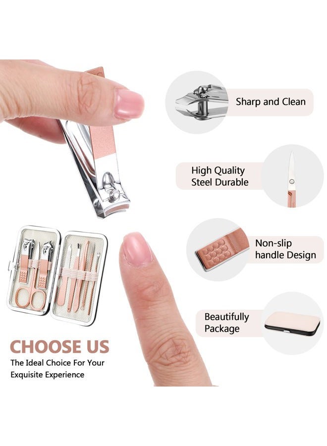 Hanaive 6 Set Manicure Set 48Pcs Nail Clippers Pedicure Kit 8 in 1 Stainless Steel Grooming Kit Professional Nail Care Tools with Luxurious Travel Case for Men Women(Rose Gold) - Image 3