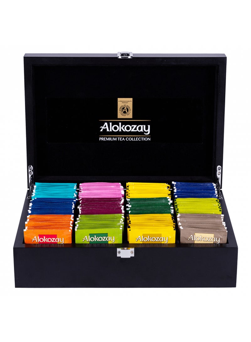 Alokozay Premium Wooden Tea Chest 12 Compartments With 144 Assorted Tea Bags 280g - Image 1