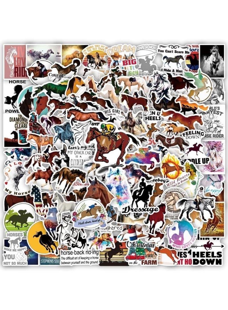 100 Pcs Horse Stickers for Kids Girls Women, Cool Horse Party Favors & Decorations Gifts, Waterproof Stickers for Water Bottle Laptop Scrapbook - Image 1