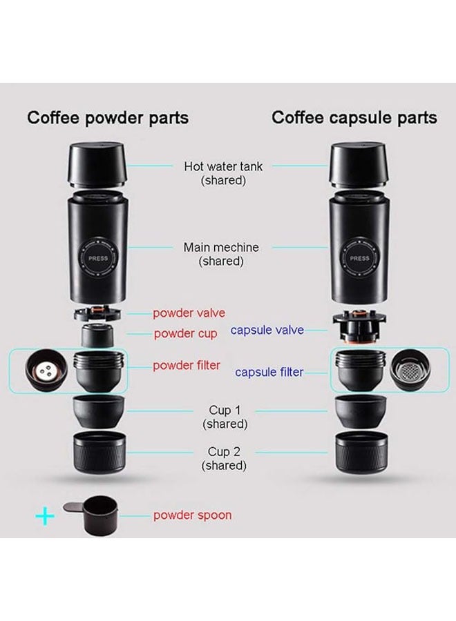 General Upgrade Rechargeable 2-in-1 Portable Electric Coffee Mini Espresso Maker Built-in Battery, Hot Extract Powder & Capsules for outdoor travel  - Image 2