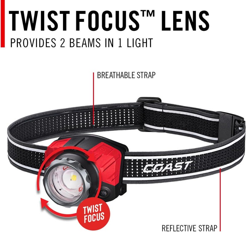 Coast FL85R 1000 Lumen TriColor WhiteRedGreen Focusing Rechargeable LED Headlamp Builtin Rechargeable Battery - Image 4