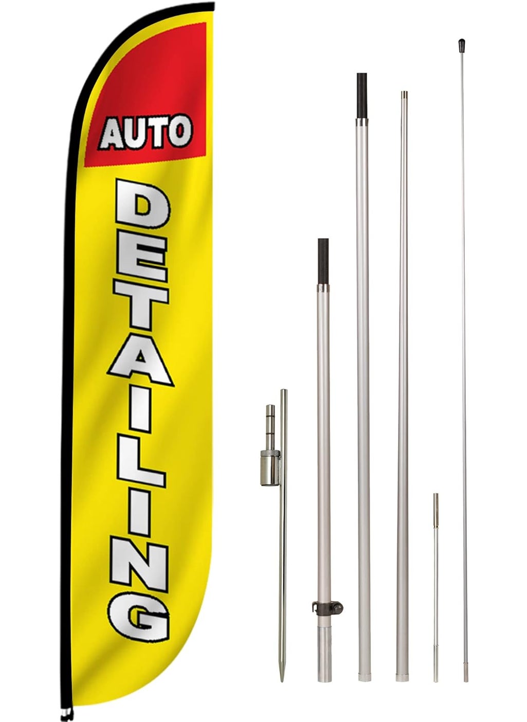LookOurWay LookOurWay Feather Flag Pole Kit  12 Feet Tall Advertising Flag Banner with Fiberglass Pole Kit and Ground Spike for Business Promotion  Car Wash Flags  Auto Detailing 10M1200330  - Image 1