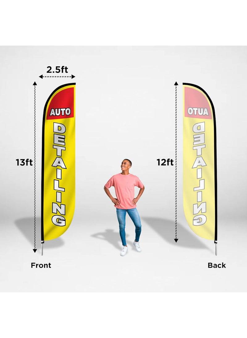 LookOurWay LookOurWay Feather Flag Pole Kit  12 Feet Tall Advertising Flag Banner with Fiberglass Pole Kit and Ground Spike for Business Promotion  Car Wash Flags  Auto Detailing 10M1200330  - Image 4