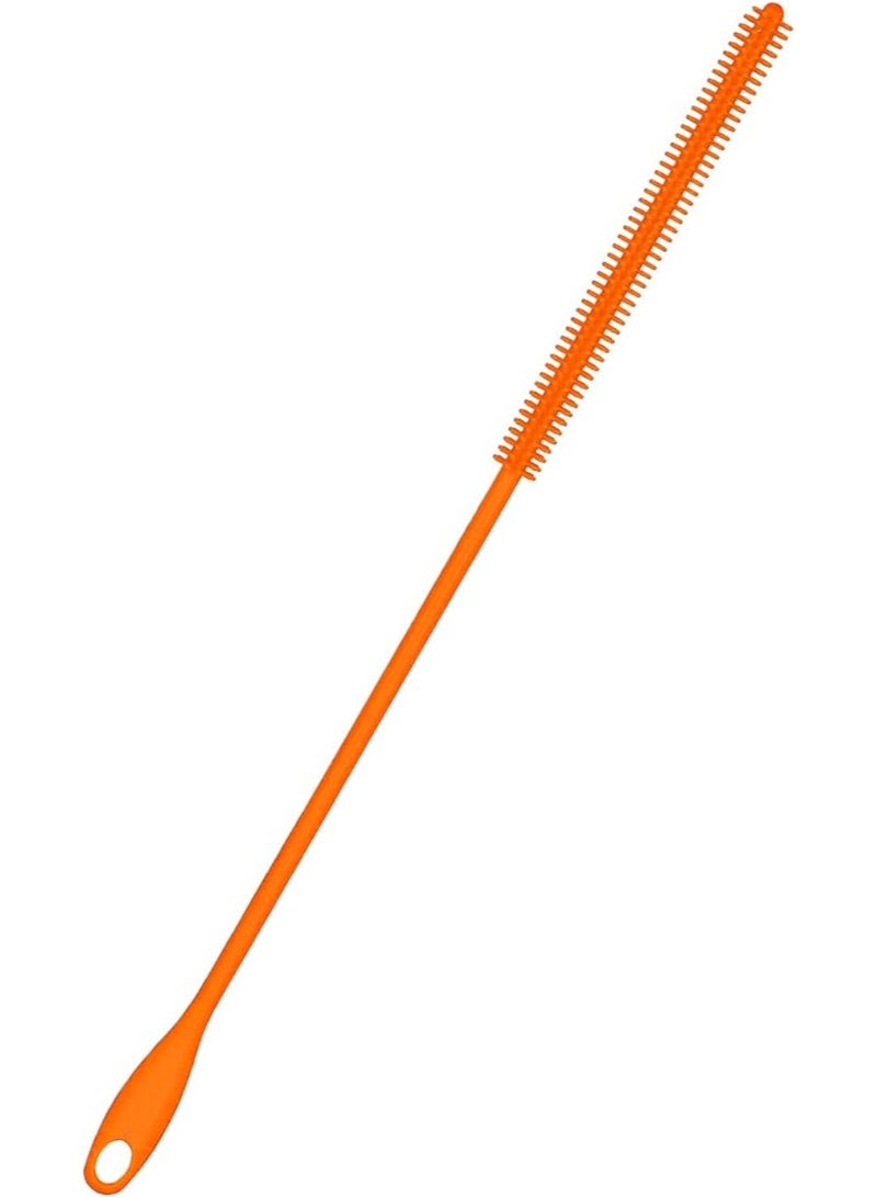 Silicone Straw Brush, 8mm Orange 9.45 Inch Long Straw Cleaner with Hanging Hole Reusable Straw Washing Tool Bendable Crevice Brush Slim Pipe Brush for Glass and Metal Straws  - Image 1