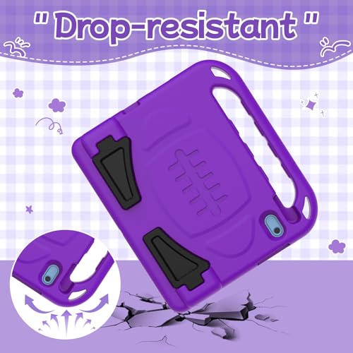BMOUO Kids Case for iPad 11th Generation (A16) 11 Inch 2025/iPad 10th Generation 10.9" 2022 - with Built-in Screen Protector, Shockproof Handle Stand iPad 11th/10th Generation Case for Kids, Purple - Image 5
