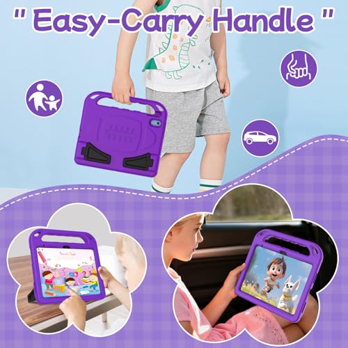 BMOUO Kids Case for iPad 11th Generation (A16) 11 Inch 2025/iPad 10th Generation 10.9" 2022 - with Built-in Screen Protector, Shockproof Handle Stand iPad 11th/10th Generation Case for Kids, Purple - Image 4