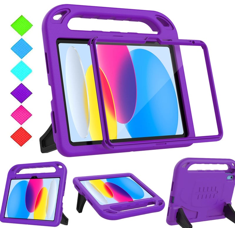 BMOUO Kids Case for iPad 11th Generation (A16) 11 Inch 2025/iPad 10th Generation 10.9" 2022 - with Built-in Screen Protector, Shockproof Handle Stand iPad 11th/10th Generation Case for Kids, Purple - Image 1