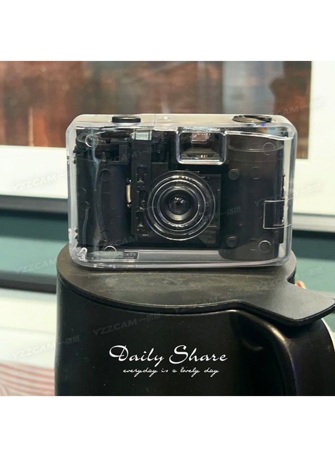 Fool Mini Retro Waterproof Film Camera Film Machine Children Cute Student Campus Camera-Body Color:Transparent Color-official Standard - Image 1